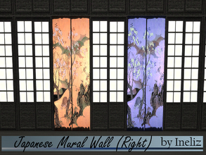 Sims 4 — Japanese Mural Wall (Right) by Ineliz — The best and most relaxing spa is the one that brings peace to the soul