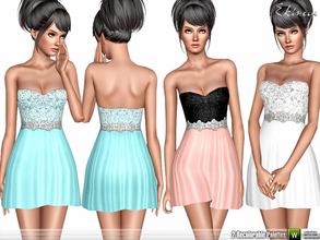 Sims 3 — Little Strapless Dress by ekinege — Shimmer strapless short dress. 2 recolorable parts. Custom mesh by me.