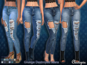 Sims 4 — Set39- Grunge Destroyed Jeans by Cleotopia — These jeans scream ATTITUDE! Your sims will look fierce, urban and