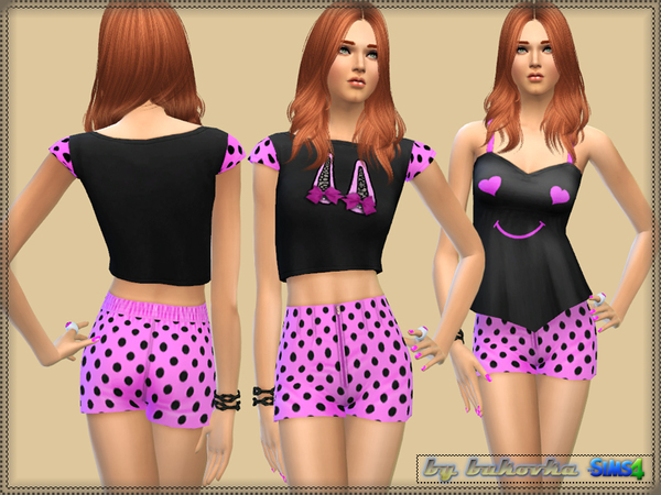 Sims 4 — Set Sweet Dream by bukovka — A set of clothing for women. Includes: two stamp and shorts. Conceived as clothing