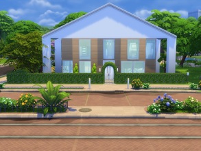 Sims 4 — A-Frame Rebuild by Nevaraniel — There is a Patio Outside with a swimming pool. It has one adult bedroom, a