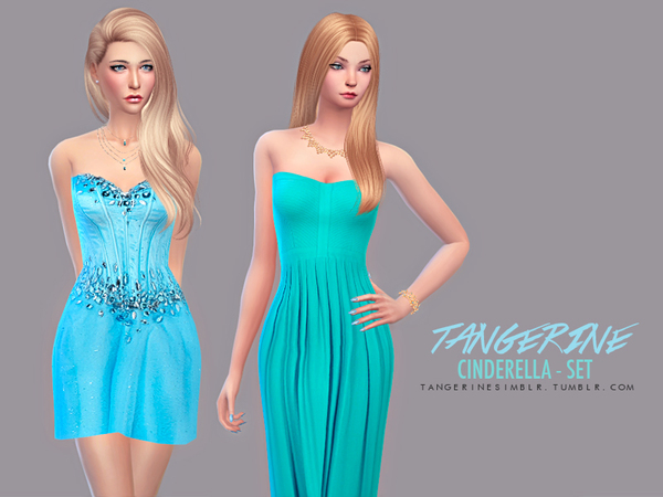 Sims 4 — Cinderella - Set by tangerinesimblr — Cinderella -Set Dress 01: new mesh by me, 3 colors, standalone item, HQ