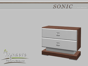 Sims 4 — Sonic Sideboard by NynaeveDesign — Located in: Surfaces - Accent Tables Price: 300 Tiles: 1x1 Color Options: 2