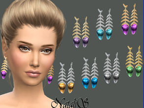 Sims 4 — NataliS_Fish bone earrings by Natalis — The original jewelry - earrings in the shape of a fish bone. Shiny metal