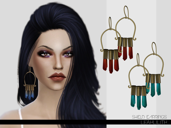Sims 4 — LeahLilith Shield Earrings by Leah_Lillith — Shield Earrings avilable in 11 variations hope you will like it^^