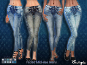 Sims 4 — Set40- Mid-Rise Faded Jeans by Cleotopia — Casual jeans have never looked so good! These clean mid-rise jeans