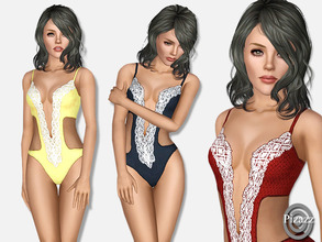 Sims 3 — Fullbody Laced Swimsuit by pizazz — A modest yet daring swimsuit that has a lace accent. Your sims will love