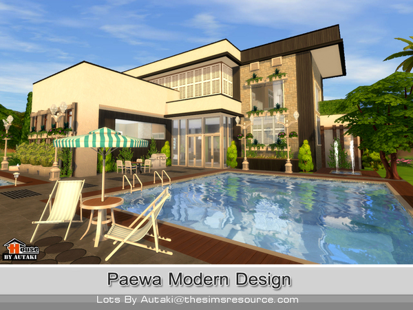 Sims 4 — Paewa Modern Design by autaki — Paewa Modern Design Luxury modern styles. Compact modern house for you simmies.