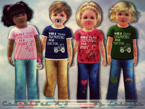 Sims 3 — Casual Set No 3 by Lutetia — This set contains a cute printshirt and a pair of jeans ~ Works for male and female