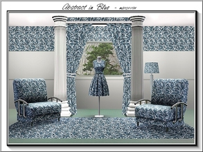 Sims 3 — Abstract in Blue_marcorse by marcorse — Abstract pattern: abstract floral design in blue and white 