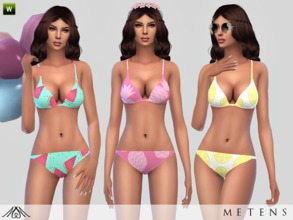 Sims 4 — Sorbet - Bikinis by Metens — Bikini with fresh and cute fruit patterns for a perfect look on the beach! Come on