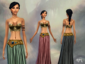 Sims 4 — Female Medieval Warrior Skirt by RobertaPLobo — The set contains 1 top and 1 skirt (3 colors). 