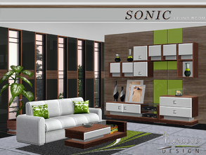 Sims 3 — Sonic Living Room by NynaeveDesign — Contemporary living room that uses bright pops of color in its furnishings