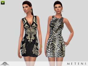 Sims 4 — Set No5 - Shine by Metens — Set including two dresses - a deep embroidery v-neck sleeveless mini length sweater