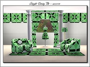 Sims 3 — Argyle Daisy Tile_marcorse by marcorse — Tile pattern: argyle style daisy tile in green and white for indoors or