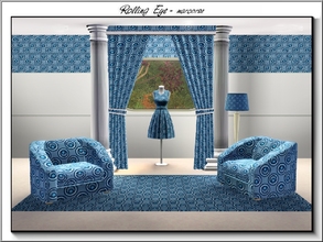 Sims 3 — Rolling Eye_marcorse by marcorse — Geometric pattern: whimsical design of a rolled eye, bule and white on blue.
