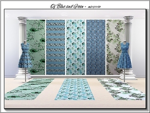 Sims 3 — Of Blue and Green_marcorse by marcorse — Five patterns in blue and/or green. Vintage Bird & Clustered
