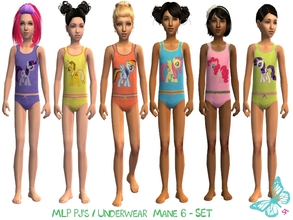Sims 2 — MLP Mane 6 Underwear/Sleepwear Set by sinful_aussie — Underwear featuring characters from the MLP Friendship is