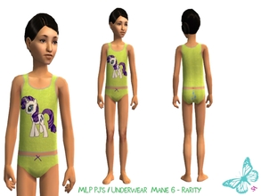Sims 2 — MLP Mane 6 Underwear/Sleepwear Set - Rarity by sinful_aussie — Underwear featuring characters from the MLP
