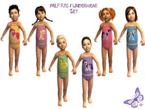 Sims 2 — Toddler MLP Mane 6 Underwear/Sleepwear Set by sinful_aussie — Underwear featuring characters from the MLP