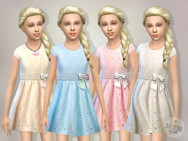 Sims 4 — Eyelet Dress by lillka — Eyelet Dress New item / 4 colors I hope you like it :) Hair by Kiara