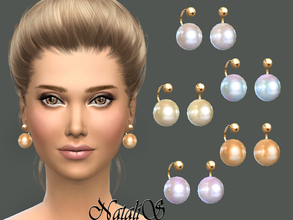 Sims 4 — NataliS_Faux pearl earrings by Natalis — Modern earrings is made from rigid gold- plated brass with oversized