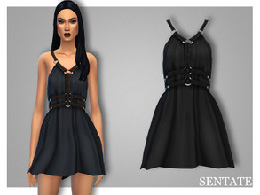 Sims 4 — Abernathy Dress by Sentate — A short halter dress with detailed leather harness. I've made 3 versions of this
