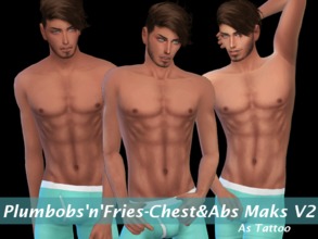 Sims 4 — Chest & Abs Mask v2 (Tattoo) by Plumbobs_n_Fries — -Front Body Mask -3 Tones -Male -Teen to Elders -Under