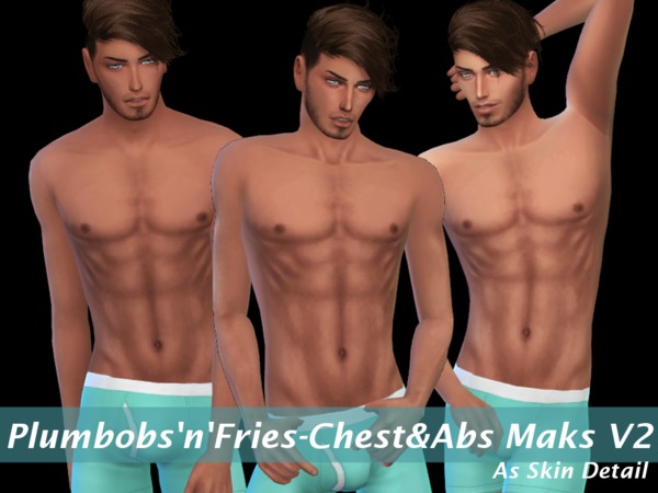 Sims 4 — Chest & Abs Mask v2 (Skin Detail) by ali1 — -Front Body Mask -3 Tones -Male -Teen to Elders -Under Skin