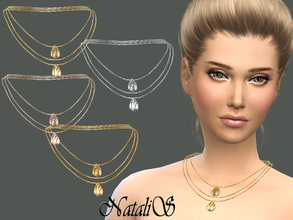 Sims 4 — NataliS_Three layer chain with pendants by Natalis — Simple casual necklace. Three thin metal chain with two