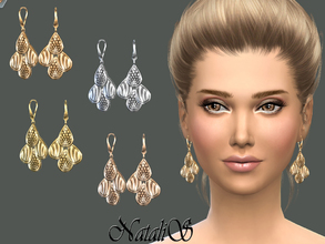 Sims 4 — NataliS_Four drop earrings by Natalis — Simple casual earrings. Four metal chain pendants in the shape of a