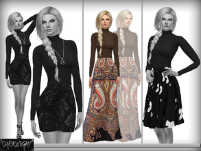 Sims 4 — High Waist Printed Maxi Skirt by DarkNighTt — Printed Maxi Skirt for ''Stylish'' sims. Have 1 colors. (Printed)