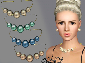 Sims 3 — NataliS TS3 Faux pearl necklace FT-FA by Natalis — Modern necklace is made from rigid gold- plated brass with