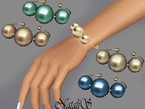 Sims 3 — NataliS TS3 Faux pearls bracelet FT-FA by Natalis — Modern bracelet is made from rigid gold- plated brass with