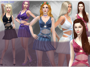 Sims 4 — Jeans Set - Top by alin2 — This is the top part of the Jeans Set. It comes in pink,blue,black,white,green,purple