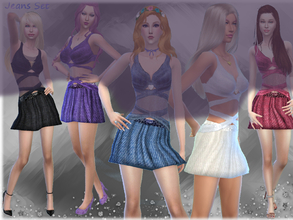 Sims 4 — Jeans Set - Metallic Denim Skirt by alin2 — This is part of Jeans Set, a cute denim skirt with metallic detail.