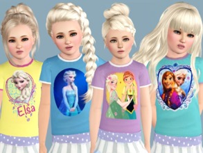 Sims 3 — Frozen Tees by SweetDreamsZzzzz — Set of 4 frozen t shirts for girls