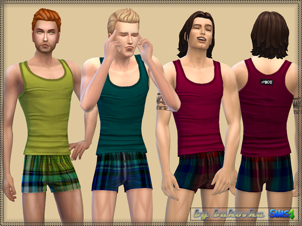 Sims 4 — Set Boy by bukovka — A set of underwear for men. It includes classic shorts and a T-shirt. 11 different