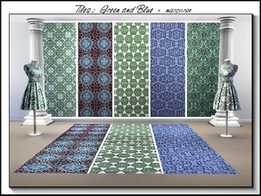 Sims 3 — Tiles - Green and Blue_marcorse by marcorse — Set of five Tile pattenrs in green and/or blue. All are found in