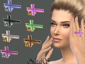 Sims 4 — NataliS_Crystal cross ring by Natalis — Crystal cross ring . FT-FA-FE 7 colors.
