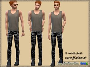 Sims 4 — male Pose Confiden by bukovka — 3 male pose for CAS. Replace character trait - confident.