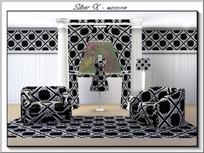 Sims 3 — Silver X_marcorse by marcorse — Geometric pattern: metal square shapes in X form in black and silver.