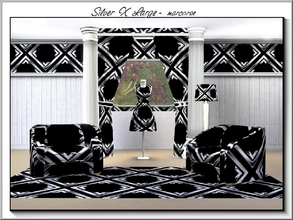 Sims 3 — Silver X Large_marcorse by marcorse — Geometric pattern: metal square shapes in X form in black and silver -
