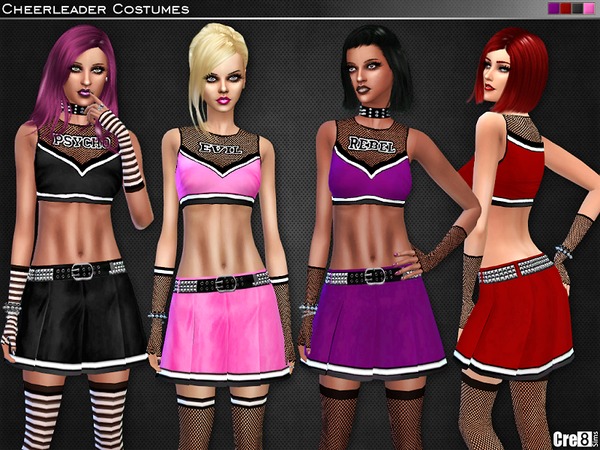 Sims 4 — Rebel Cheerleader Costume Set by Cre8Sims — Rebel Cheerleader Costume Set The costume is a 3 piece set and