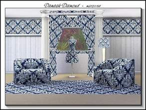 Sims 3 — Damask Diamond_marcorse by marcorse — Tile pattern: diamond tile featuring a blue damask motif