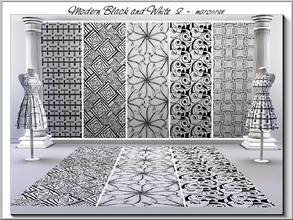 Sims 3 — Modern  Black and White 2_marcorse by marcorse — Five modern black and white patterns. Concentric Squares,