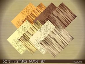 Sims 4 — Dots&Stripes Rugs Set by Paogae — 8 modern rugs in warm colors, 4 with dots and 4 with stripes. 4 in 1 file.