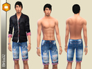 Sims 4 — Fashion man - Red Denim by Birba32 — Bermuda shorts in denim with red cloth inserts. With bump map.