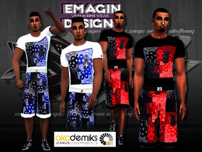 Sims 4 — Akademiks Bandana Works Shorts 2/Men by emagin3602 — Designed by Emagin Designs