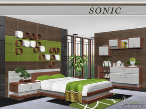 Sims 4 — Sonic Bedroom by NynaeveDesign — Clean lined furniture that imbues the Sonic bedroom with a bright and modern